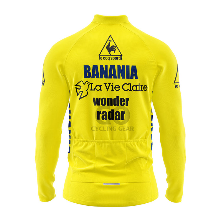 1986 Tour De France Yellow Retro Long Sleeve Cycling Jersey