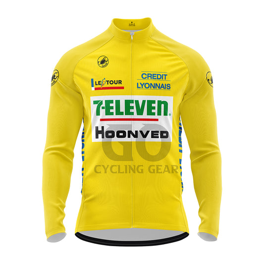 7-Eleven Retro Yellow Long Sleeve Cycling Jersey-1990