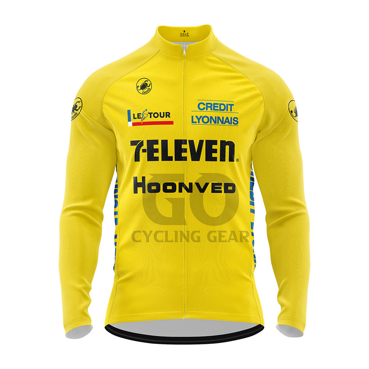 7-Eleven Retro Yellow Long Sleeve Cycling Jersey-1990