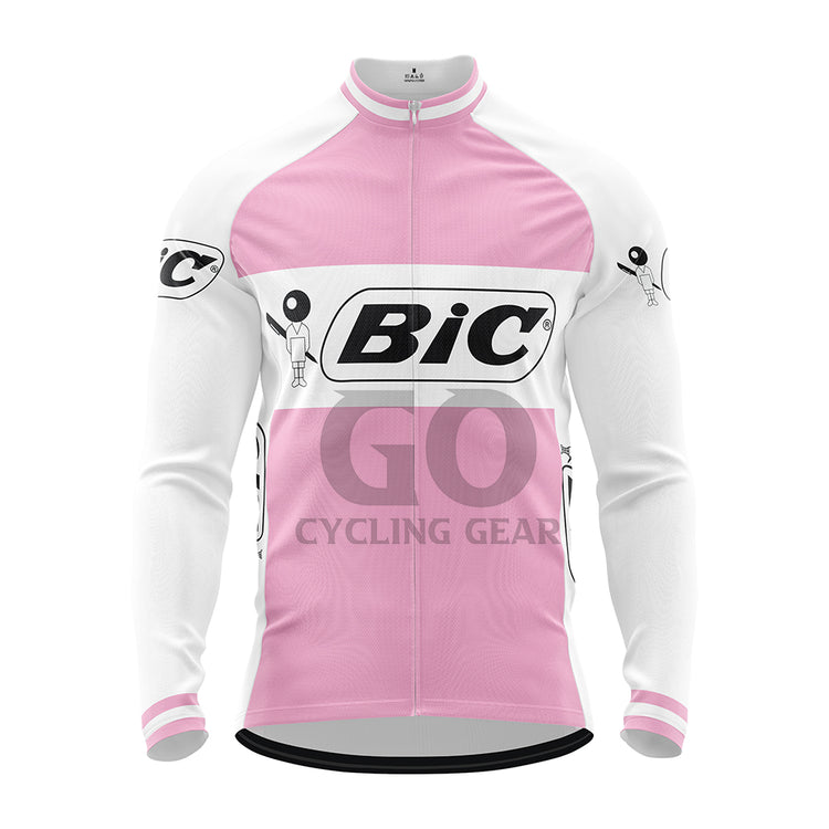 BIC Long Sleeve Retro Cycling Jersey Pink