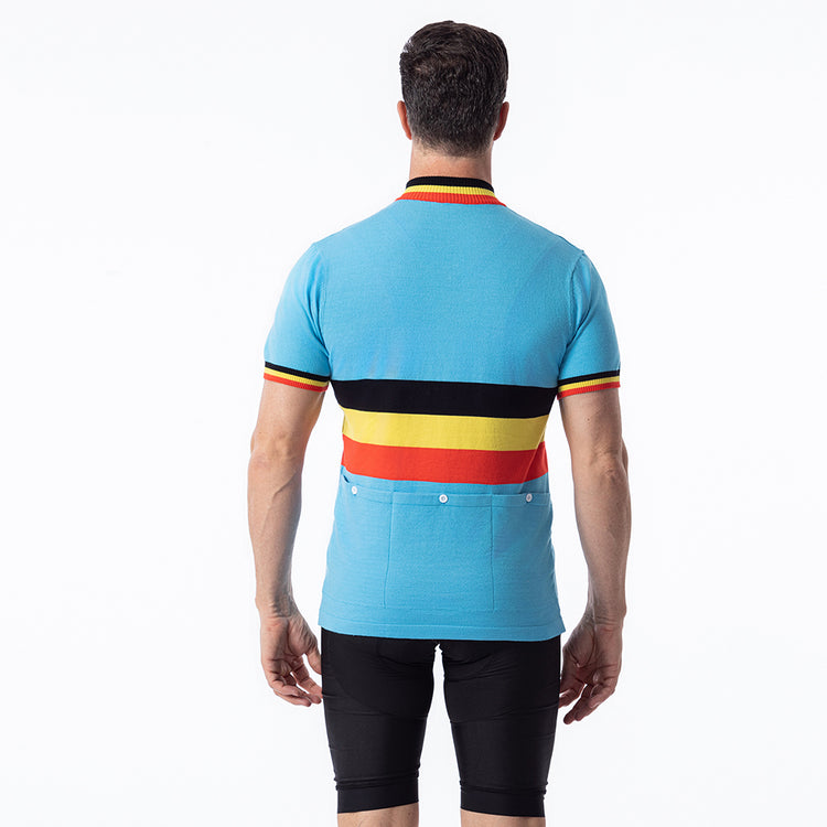 Maillot de cyclisme rétro en laine mérinos de l'équipe belge