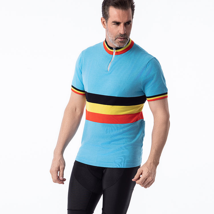 Retro-Radtrikot aus Merinowolle des belgischen Teams