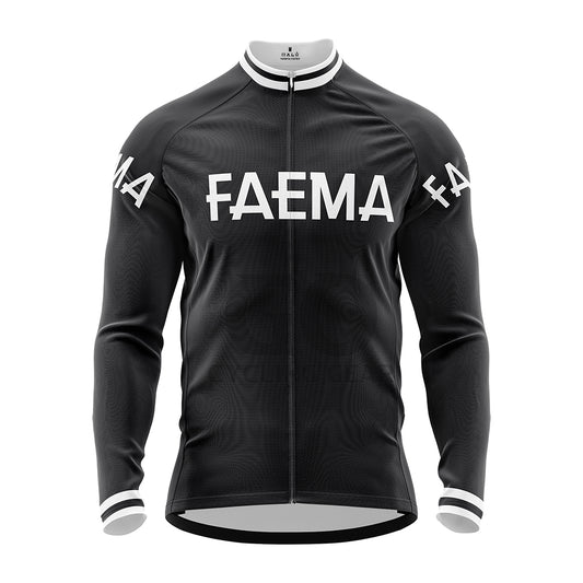 Black Faema Retro Long Sleeve Cycling Jersey