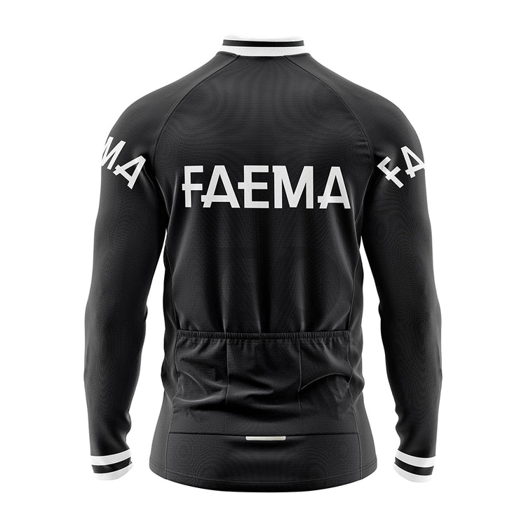 Black Faema Retro Long Sleeve Cycling Jersey