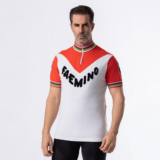 Faemino Team 1970 Retro-Radtrikot aus Wolle