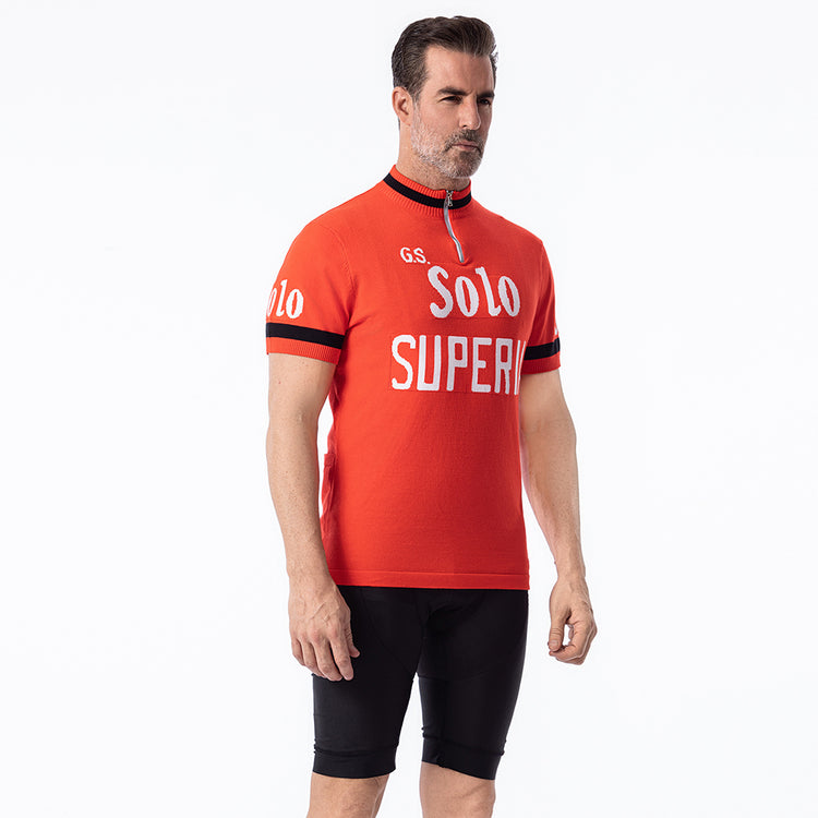 Maillot de cyclisme rétro en laine mérinos GS Solo Superia