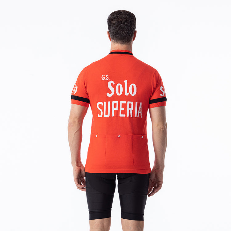 Maillot de cyclisme rétro en laine mérinos GS Solo Superia