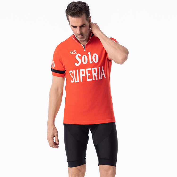 Maillot de cyclisme rétro en laine mérinos GS Solo Superia