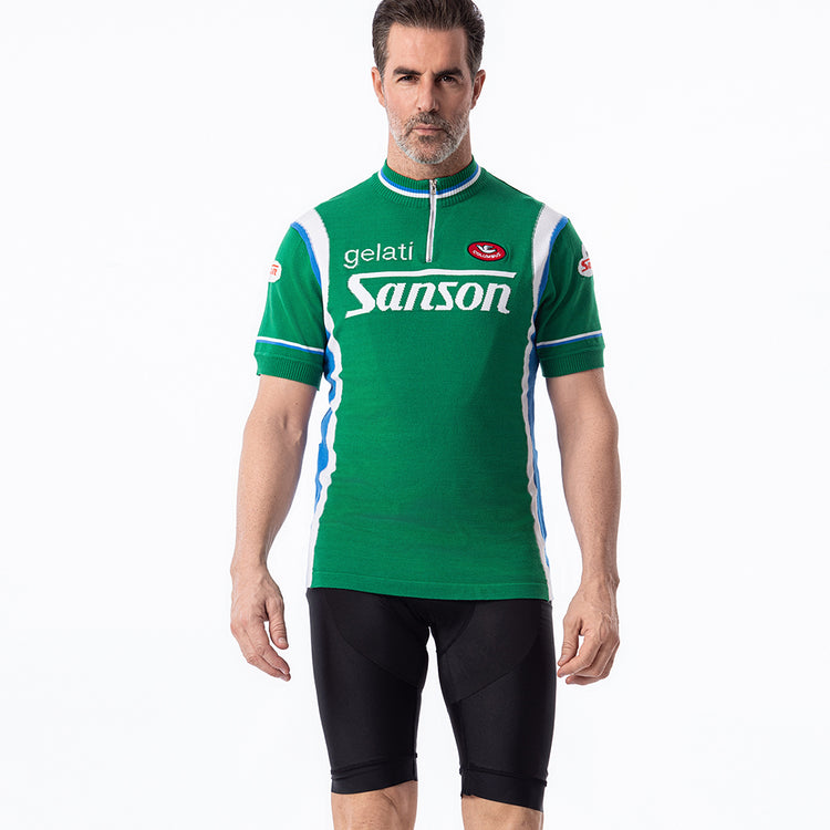 Maillot de cyclisme rétro en laine mérinos Gelati Sanson