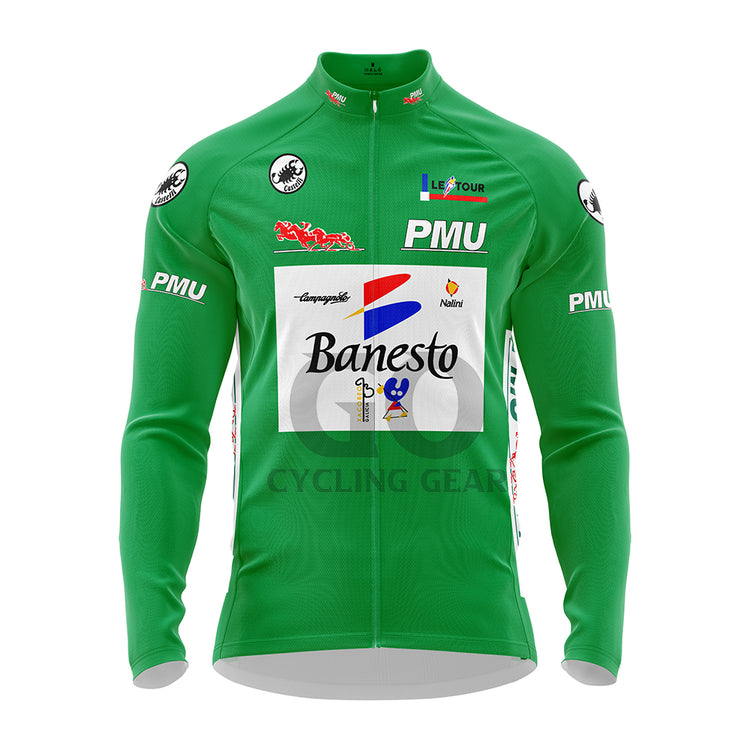 INDURAIN-PUM Banesto Retro Long Sleeve Green Cycling Jersey