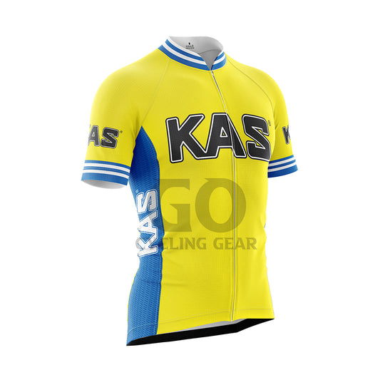 Kas Yellow Retro Cycling Jersey