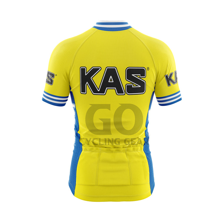 Kas Yellow Retro Cycling Jersey