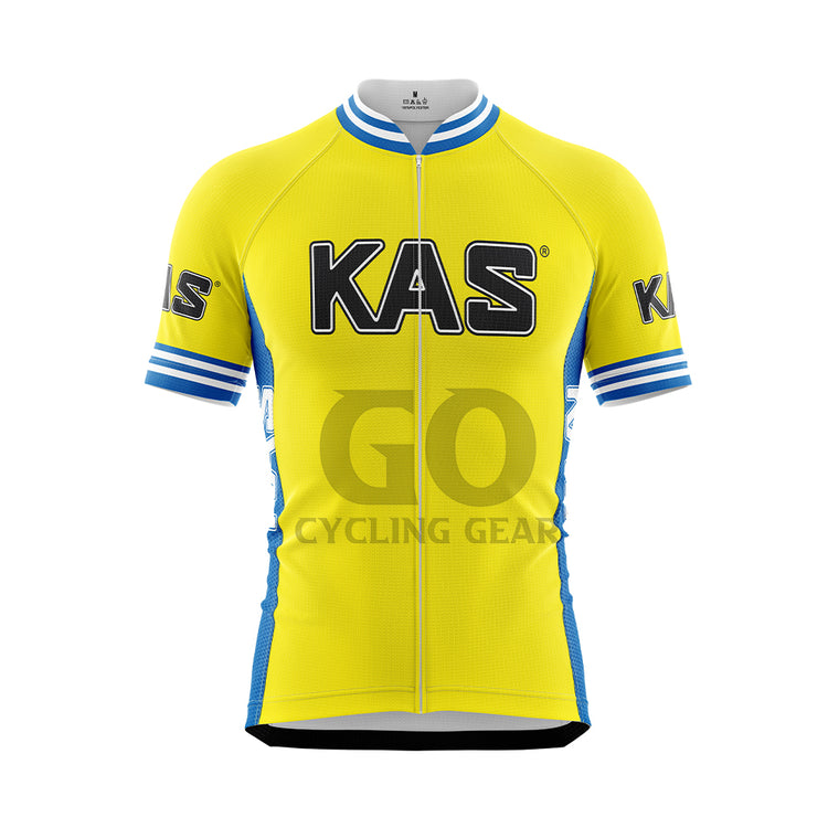 Kas Yellow Retro Cycling Jersey