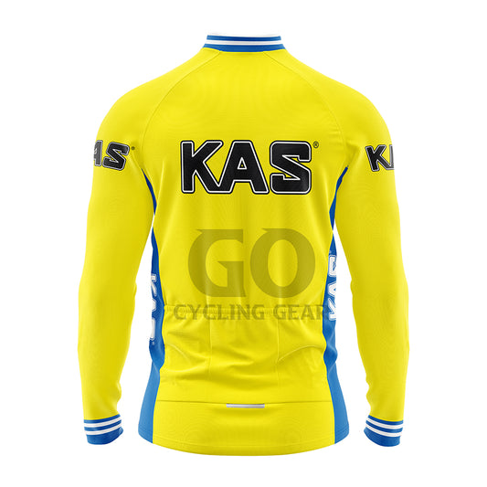 Kas Yellow Retro Long Sleeve Cycling Jersey