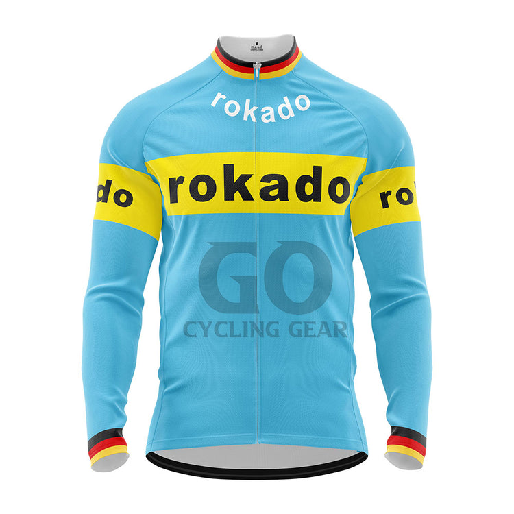 Men's Retro Rokado German Long Sleeve Cycling Jersey  1973