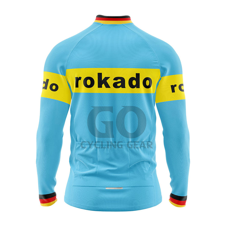 Men's Retro Rokado German Long Sleeve Cycling Jersey  1973