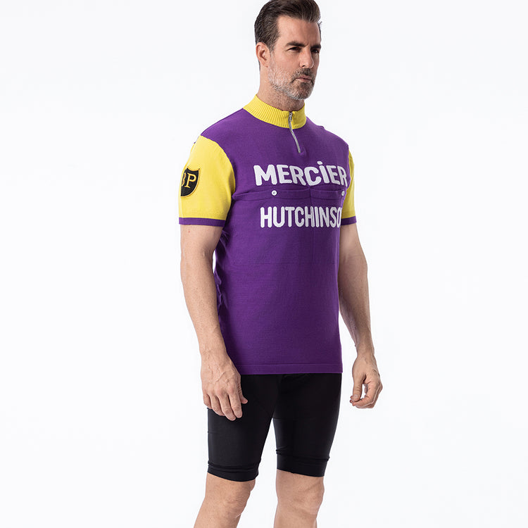 Maillot de cyclisme rétro en laine mérinos Mercier Hutchinson