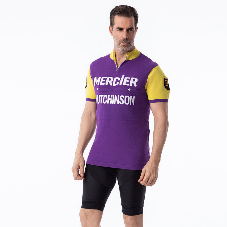 Maillot de cyclisme rétro en laine mérinos Mercier Hutchinson