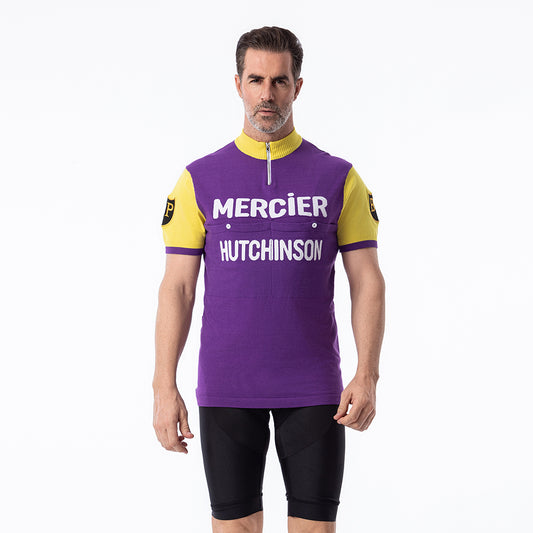 Maillot de cyclisme rétro en laine mérinos Mercier Hutchinson