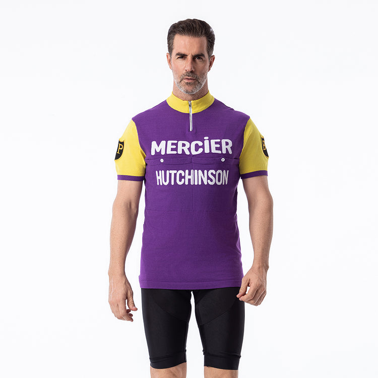 Maillot de cyclisme rétro en laine mérinos Mercier Hutchinson