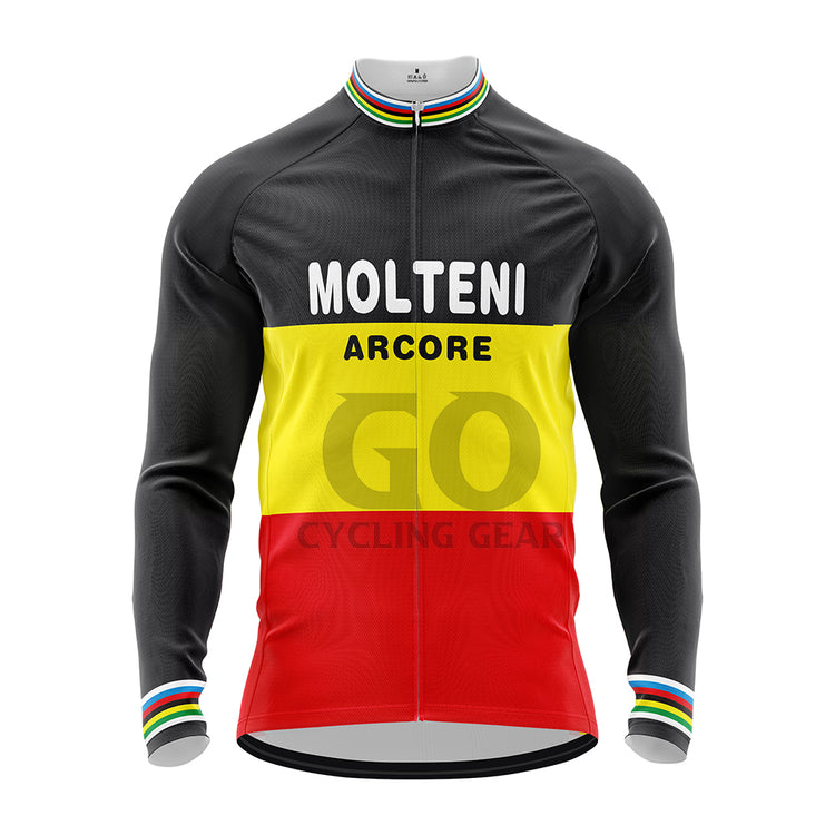 Molteni Arcore Long Sleeve  Cycling Jersey Belgium Champion-1971 Eddy Merckx