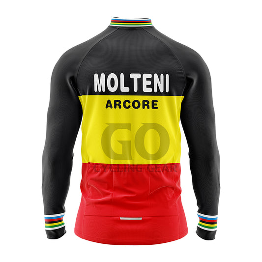 Molteni Arcore Long Sleeve  Cycling Jersey Belgium Champion-1971 Eddy Merckx