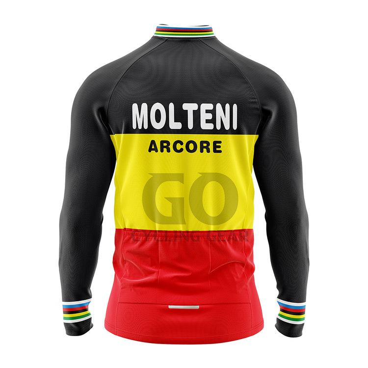 Molteni Arcore Long Sleeve  Cycling Jersey Belgium Champion-1971 Eddy Merckx