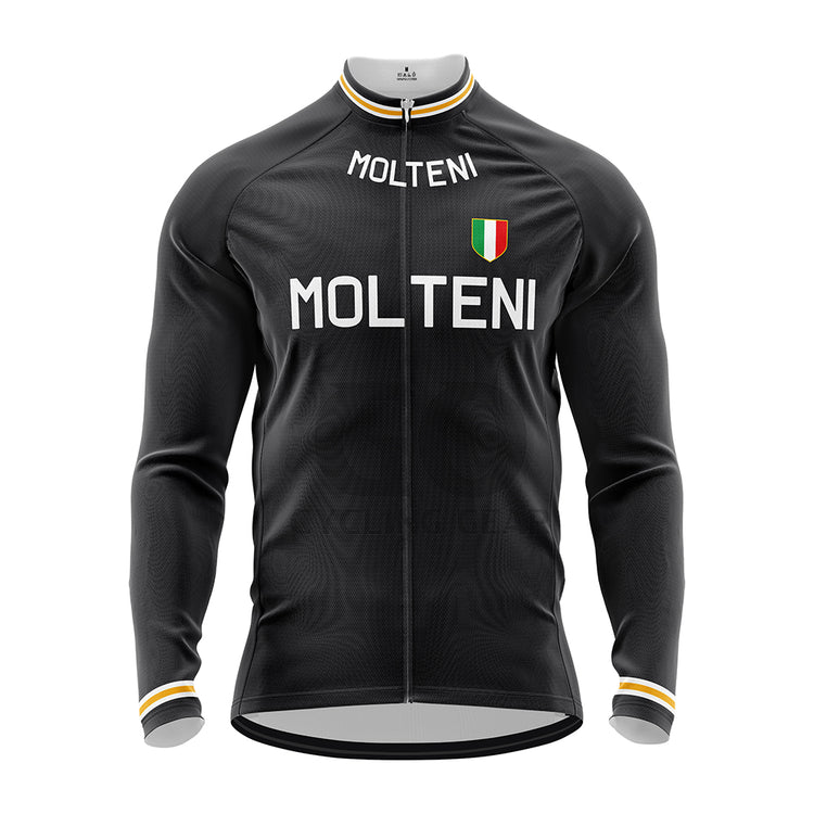 Molteni Arcore Retro Long Sleeve Cycling Jersey Black