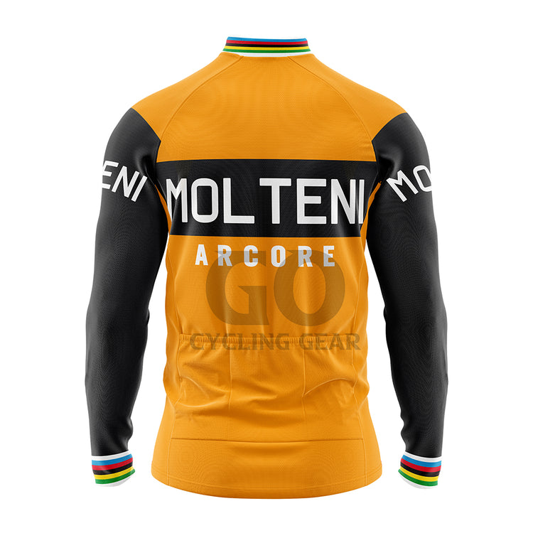 Molteni Arcore Retro Long Sleeve Cycling Jersey Orange