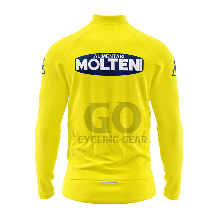 Molteni Yellow Long Sleeve Cycling Jersey-Eddy Merckx 1974