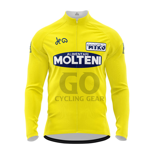 Molteni Yellow Long Sleeve Cycling Jersey-Eddy Merckx 1974