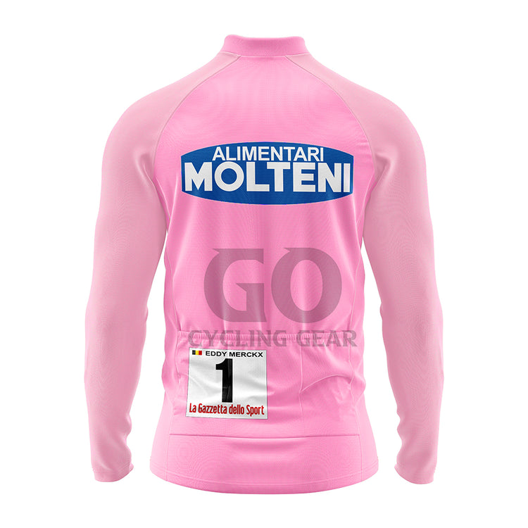 Molteni Long Sleeve Cycling Jersey Pink Giro D'ITALIA 1973