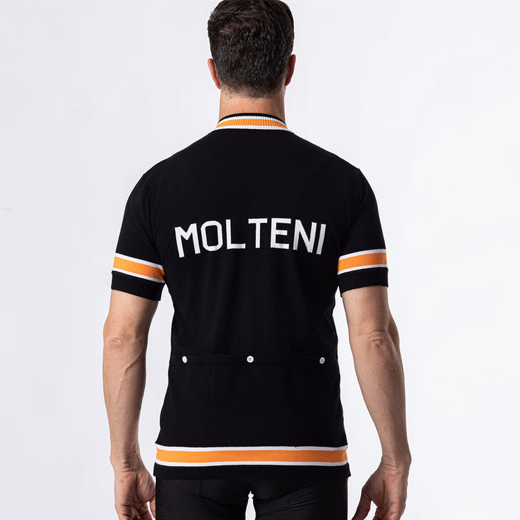 Maillot de cyclisme rétro en laine mérinos Molteni