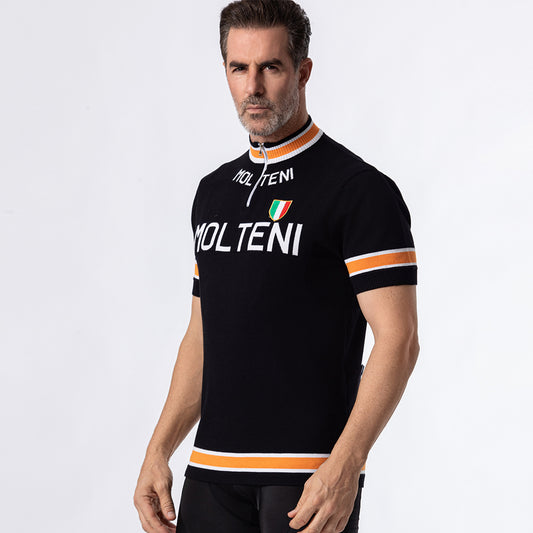 Maillot de cyclisme rétro en laine mérinos Molteni