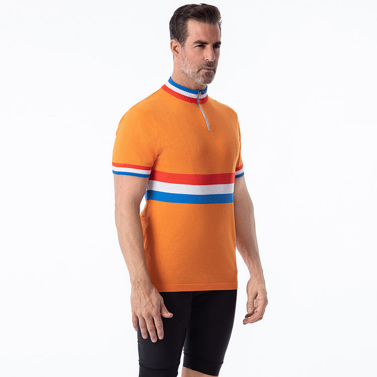 Maillot de cyclisme rétro en laine mérinos de l'équipe des Pays-Bas