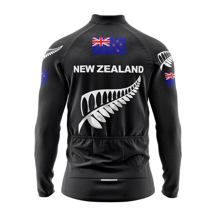 New Zealand Black Long Sleeve Cycling Jersey