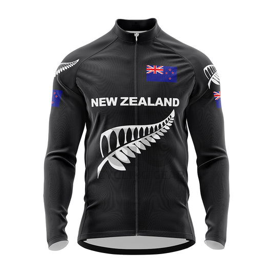 New Zealand Black Long Sleeve Cycling Jersey