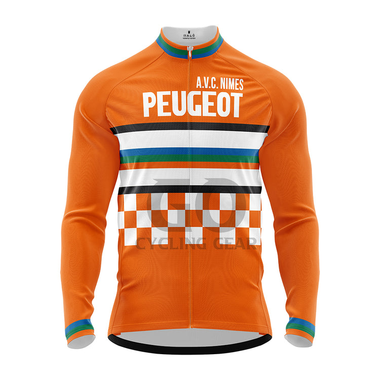 Peugeot A.V.C. Nimes Retro Long Sleeve Cycling Jersey