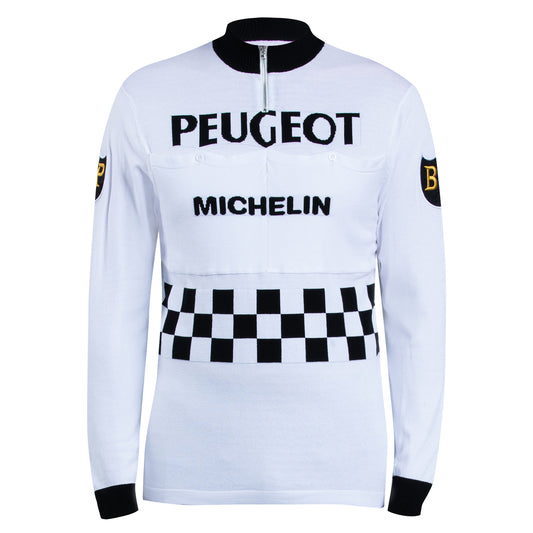 Maillot de cyclisme rétro en laine Peugeot BP 1967