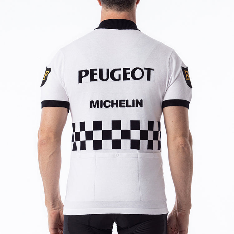 Maillot de cyclisme rétro en laine Peugeot BP 1967