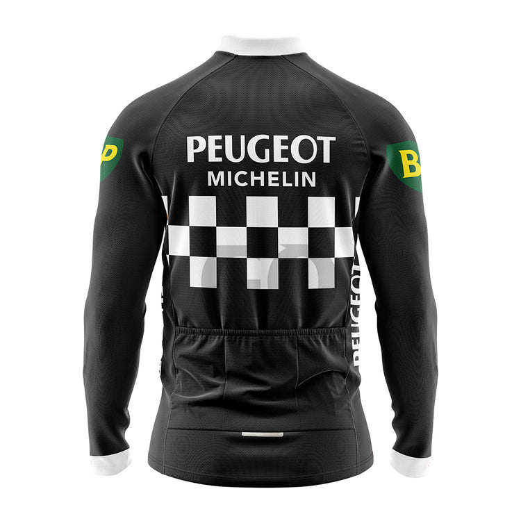 Peugeot Bh Michelin Retro Black Long Sleeve Cycling Jersey