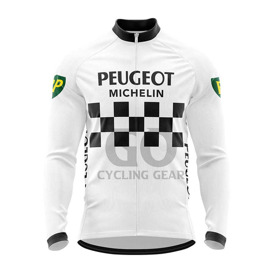 Peugeot Bh Michelin Retro White Long Sleeve Cycling Jersey