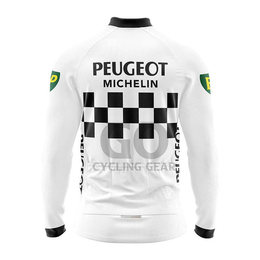 Peugeot Bh Michelin Retro White Long Sleeve Cycling Jersey