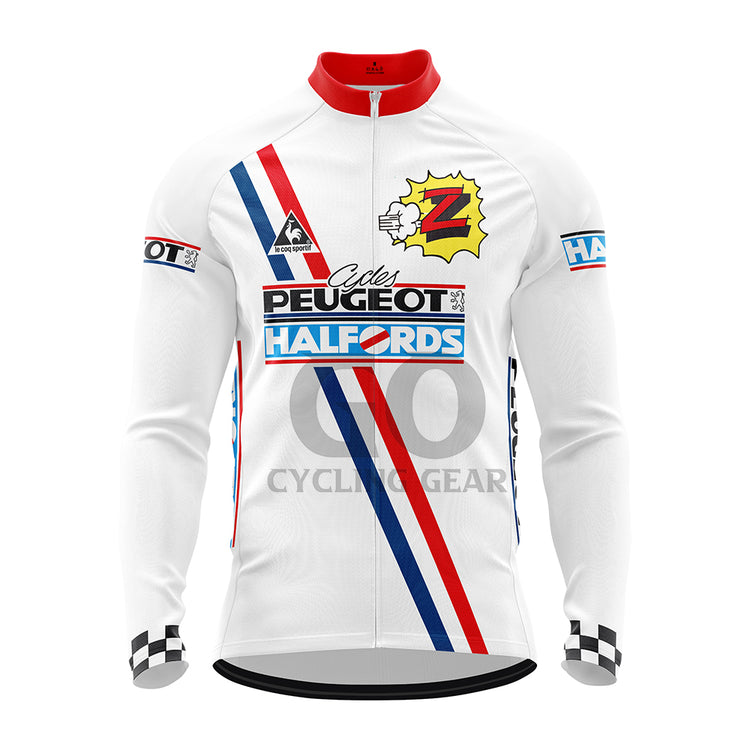 Peugeot Halfords Retro Long Sleeve Cycling Jersey France