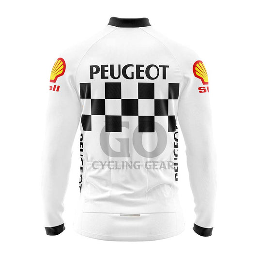 Peugeot Shell Retro White Long Sleeve Cycling Jersey