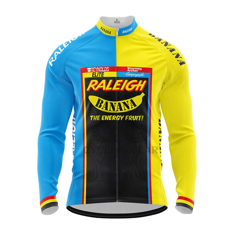 Raleigh Banana Men's Long Sleeve Retro Cycling Jersey