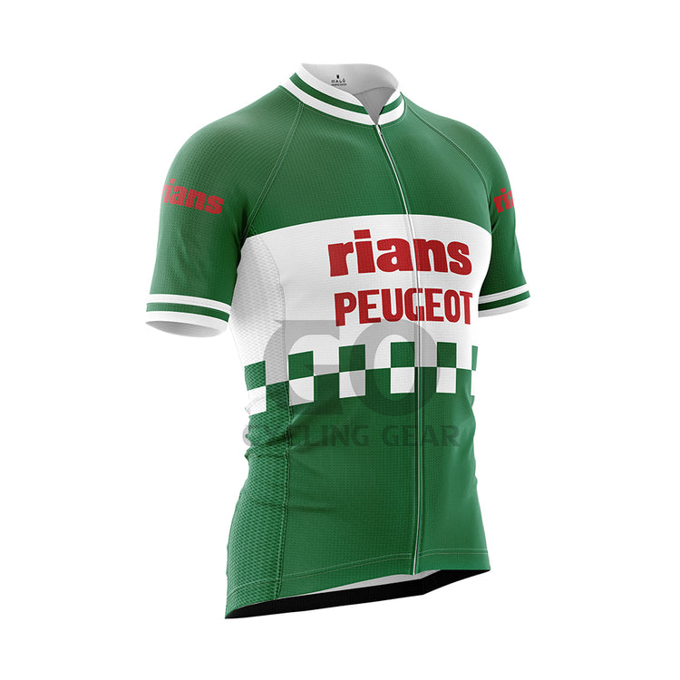 Rians Peugeot Retro Cycling Jersey Green