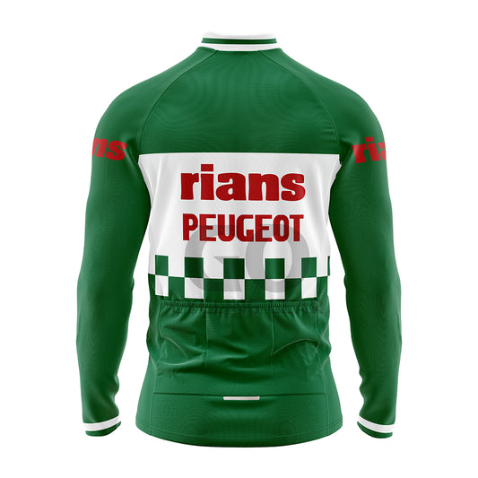 Rians Peugeot Retro  Long Sleeve Cycling Jersey Green