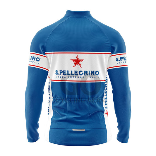 San Pellegrino Blue Long Sleeve Retro Cycling Jersey