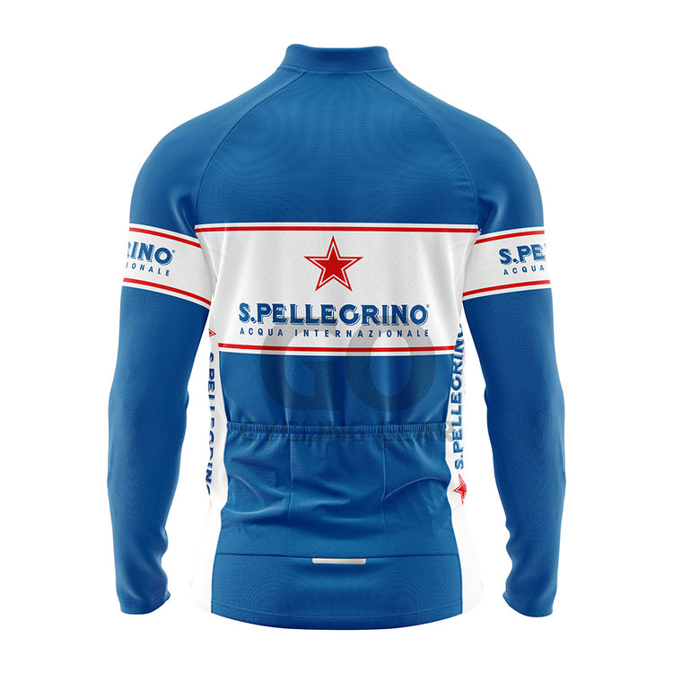 San Pellegrino Blue Long Sleeve Retro Cycling Jersey